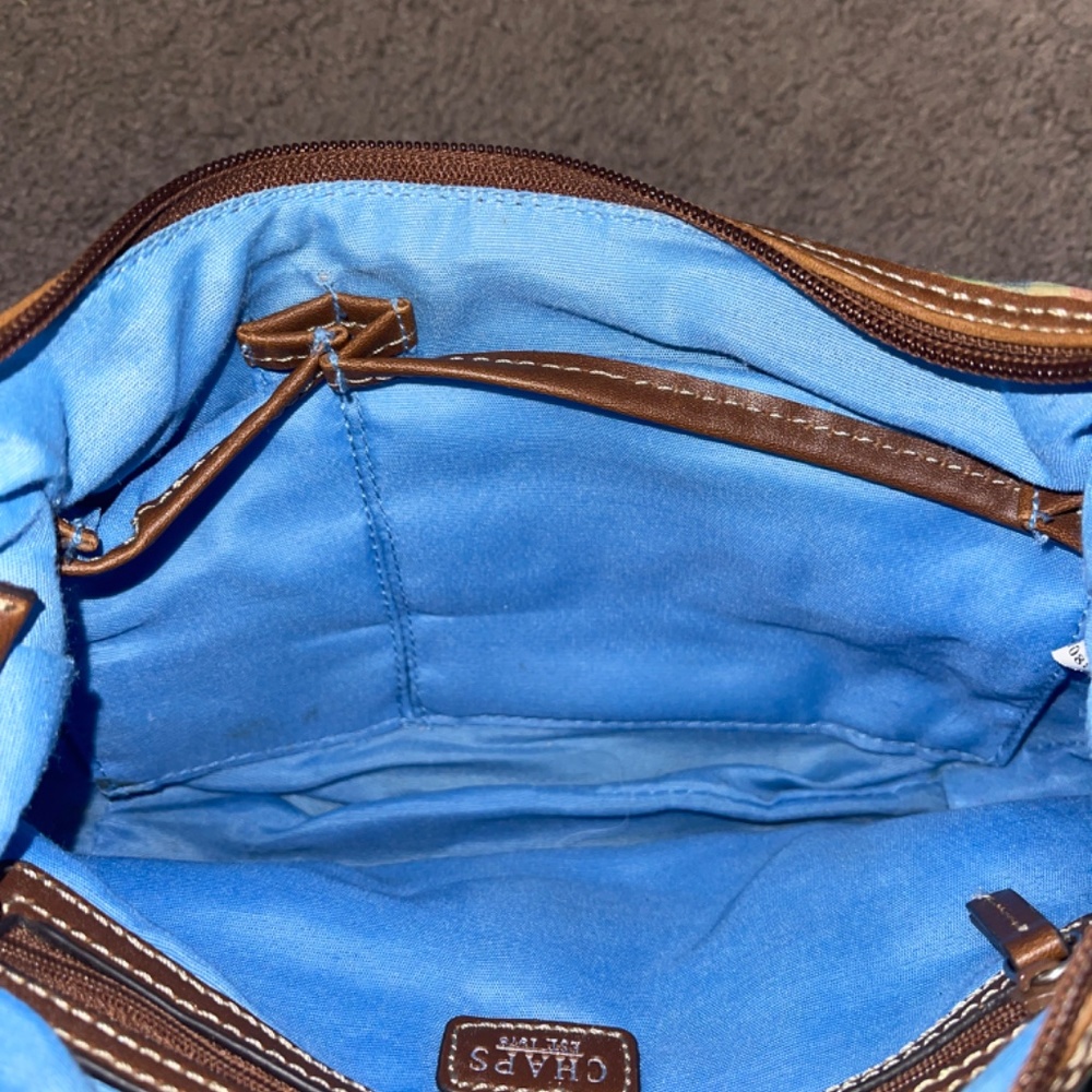 Chaps Luxemberg Blue Madras Plaid Purse - Picture 7 of 7